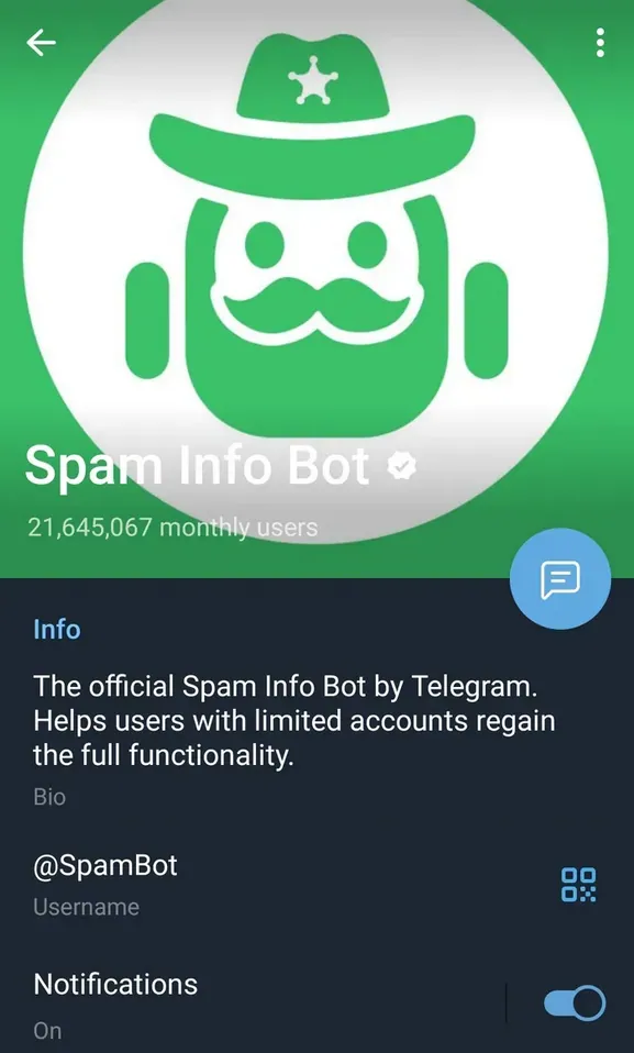 电报的Spam Bot机器人